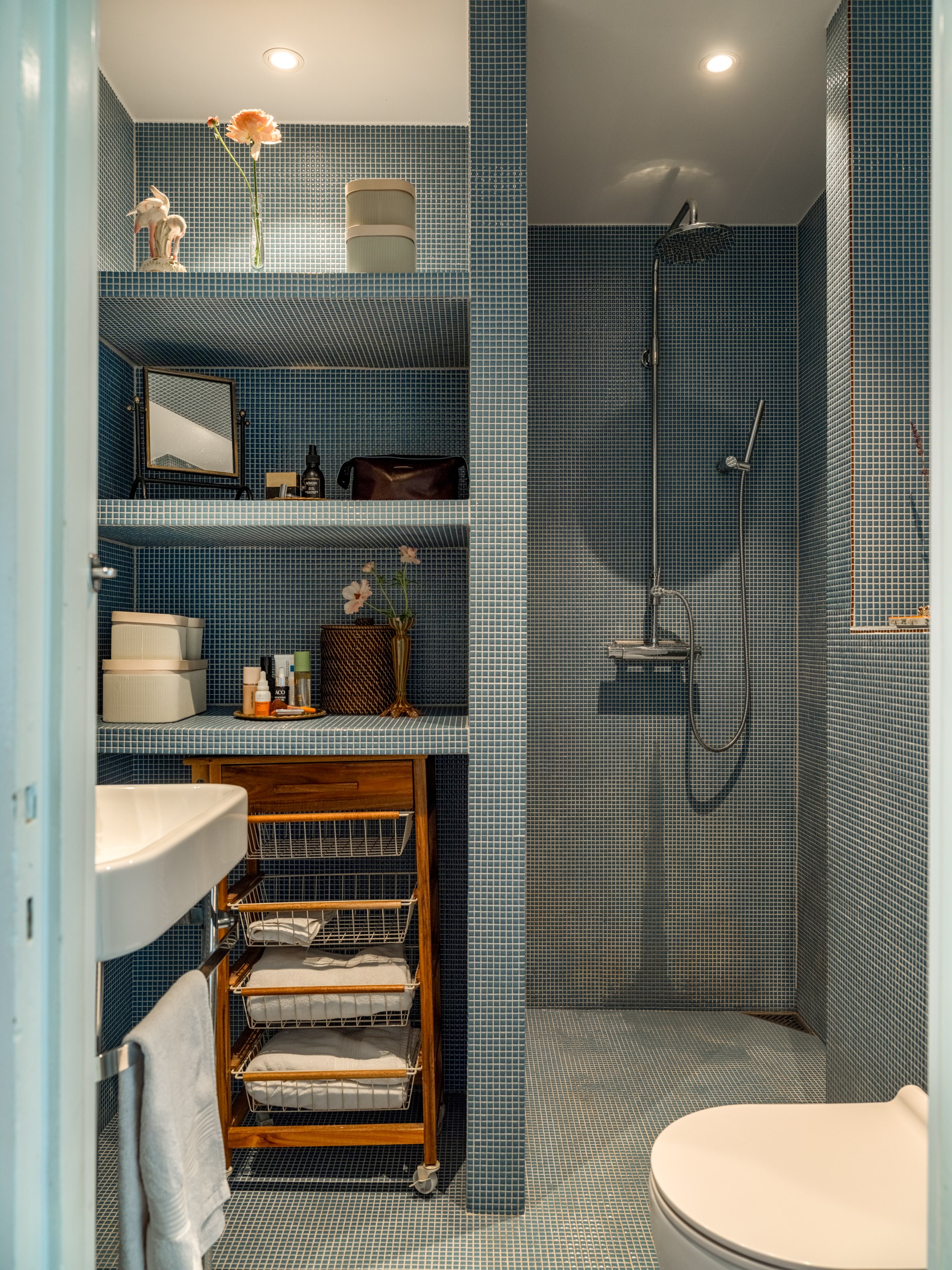 salle de bain mosaïque bleu style rétro salle de bain mosaïque bleu style rétro
