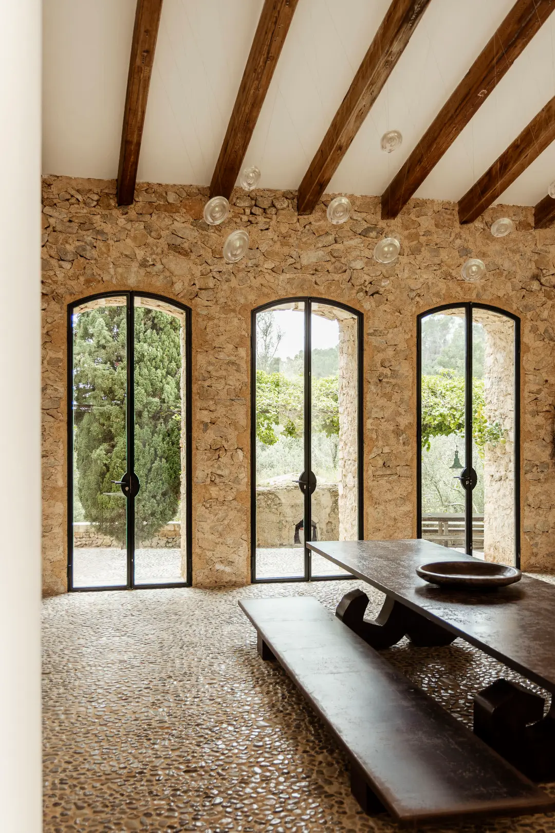 salon maison en pierres Majorque Ses Aigos