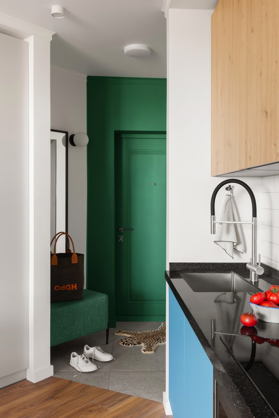 entrée mur vert vif