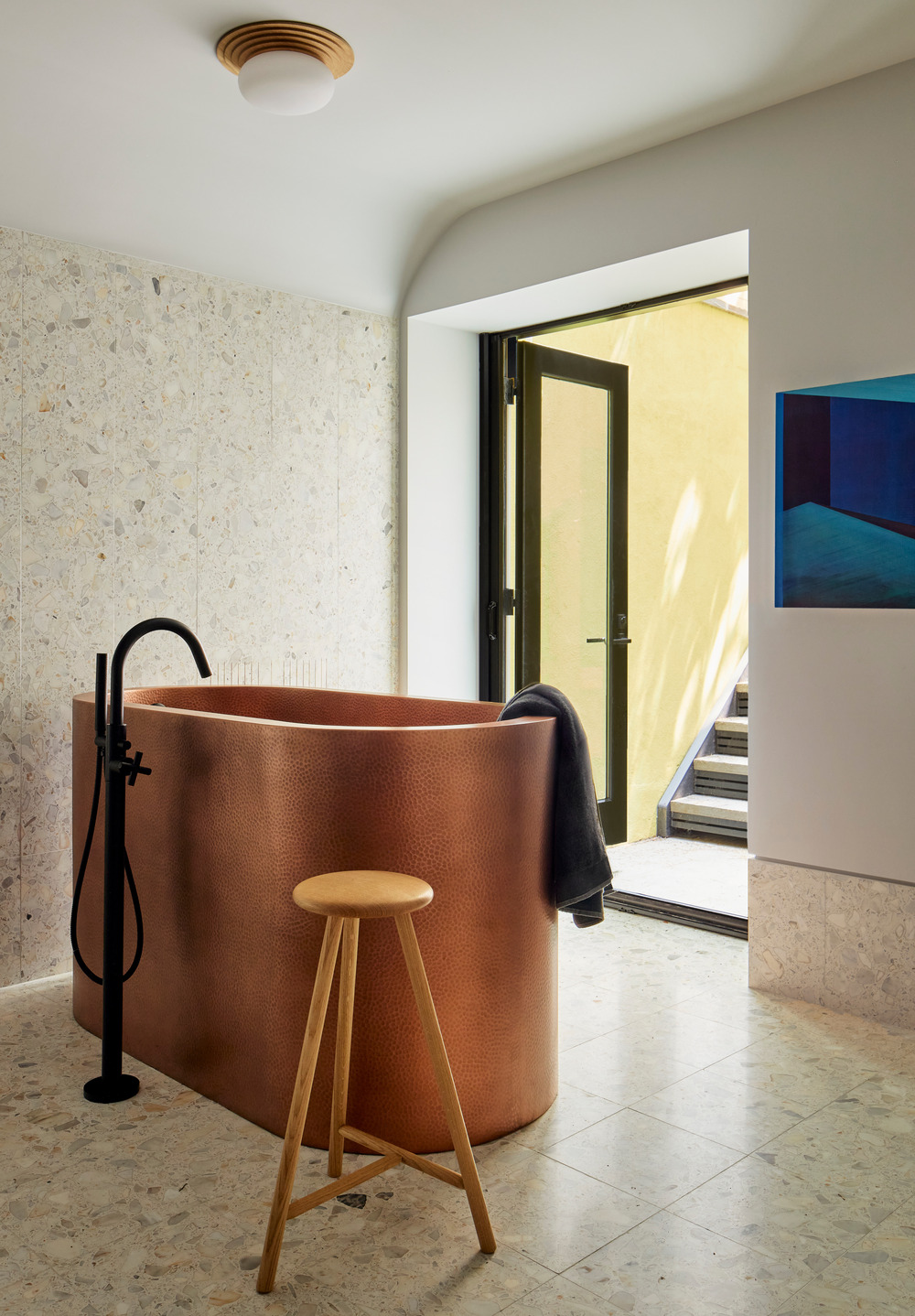 salle de bain baignoire design cuivre