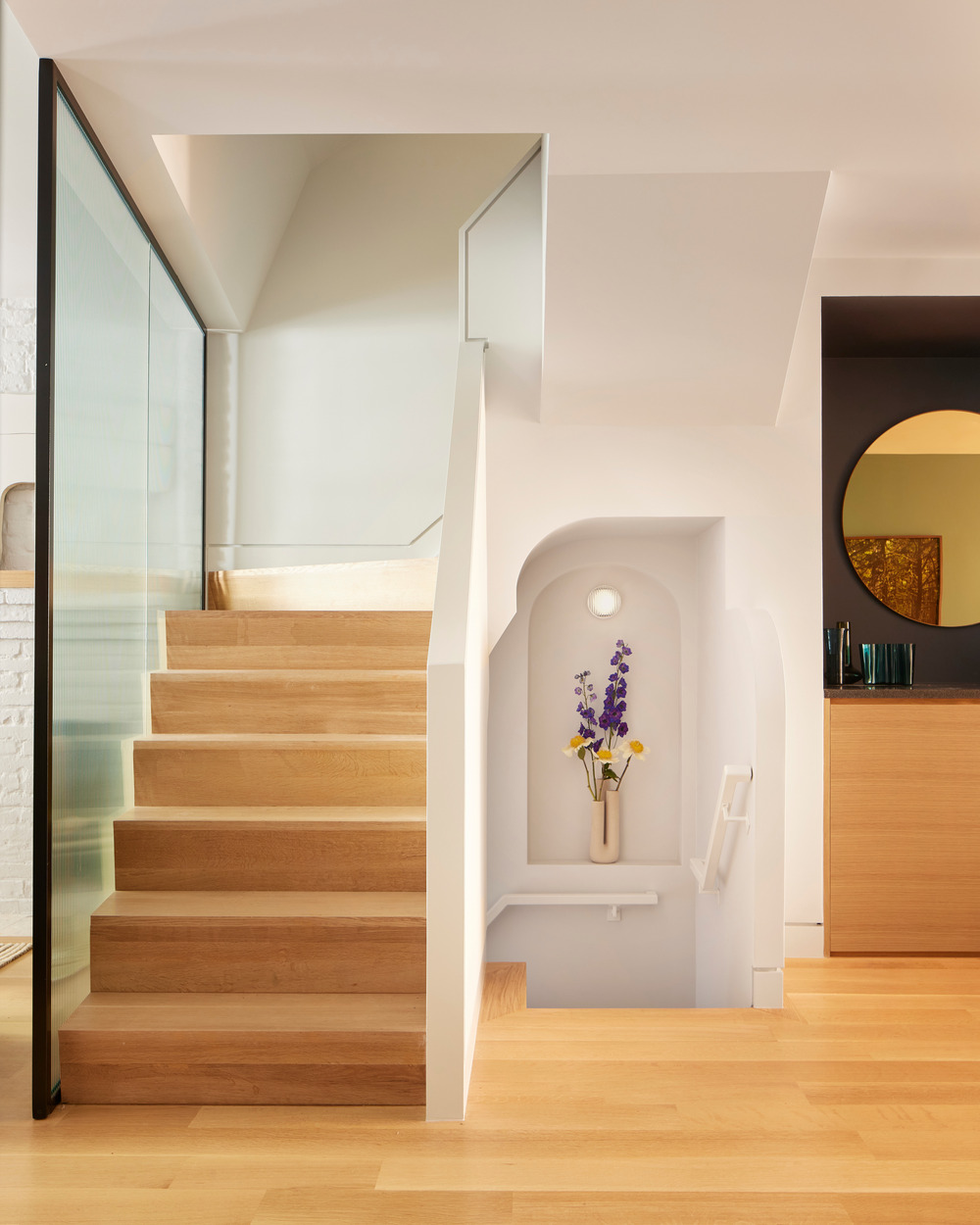 escalier bois garde-corps verre