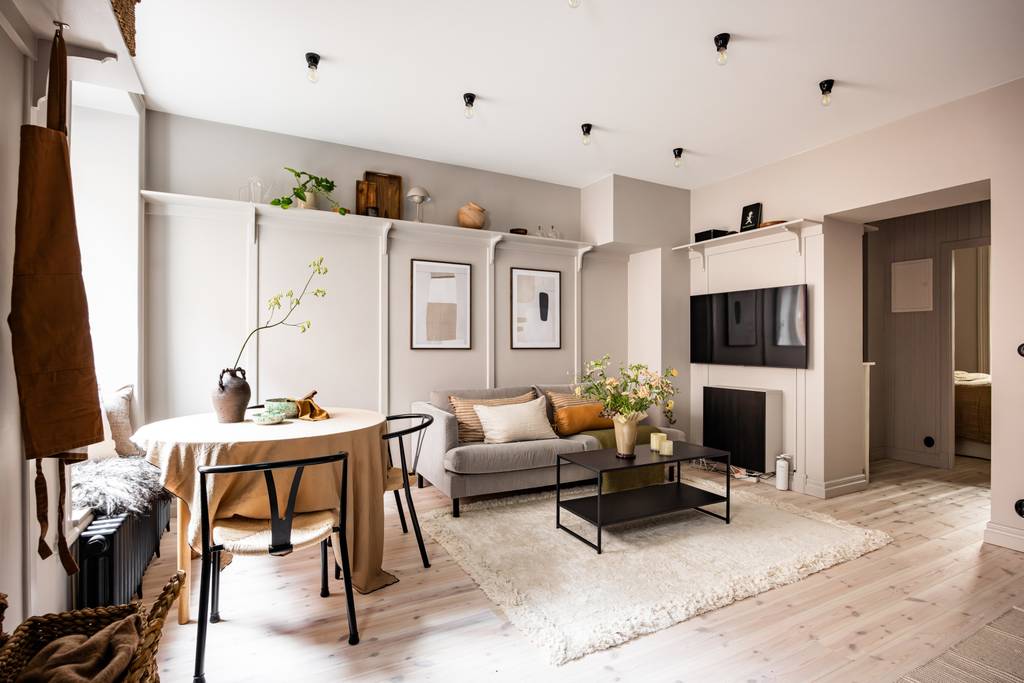 salon et salle à manger décoration scandinave deux-pièces 40m2