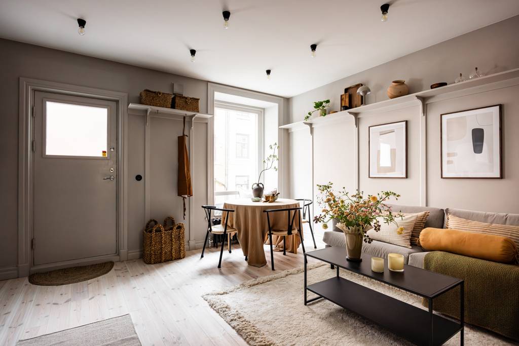 salon et salle à manger décoration scandinave deux-pièces 40m2