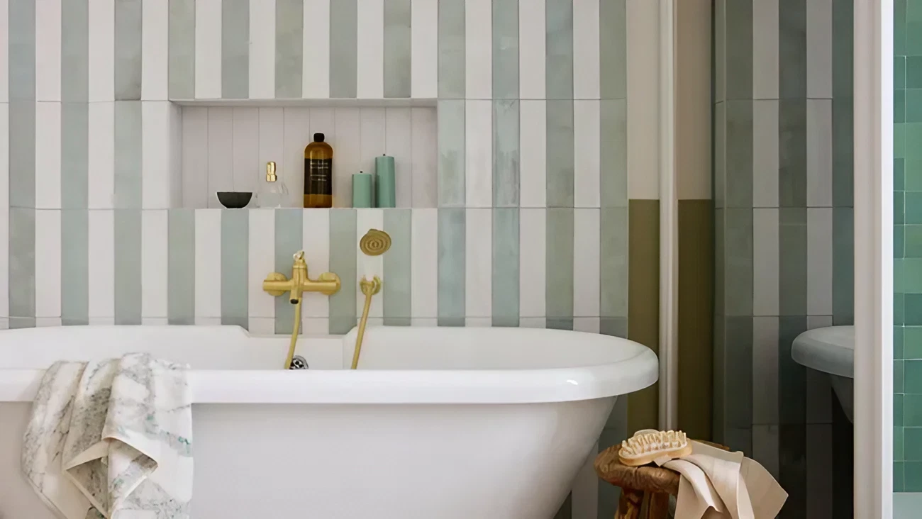 salle de bain Leroy Merlin rétro blanche et verte salle de bain Leroy Merlin rétro blanche et verte