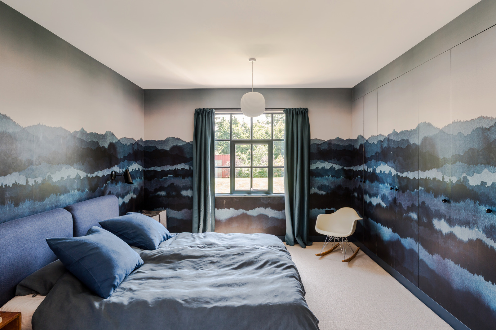 chambre décoration bleue papier-peint panoramique chambre décoration bleue papier-peint panoramique