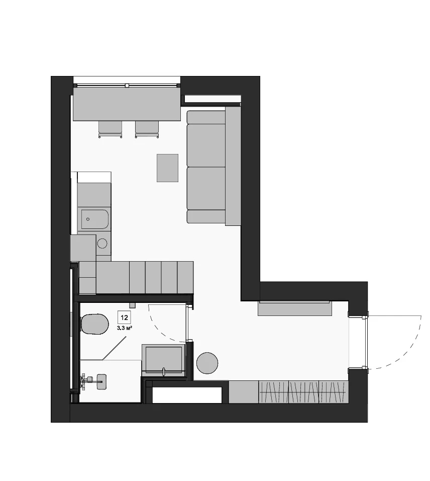 plan studio 19m2 avec mezzanine