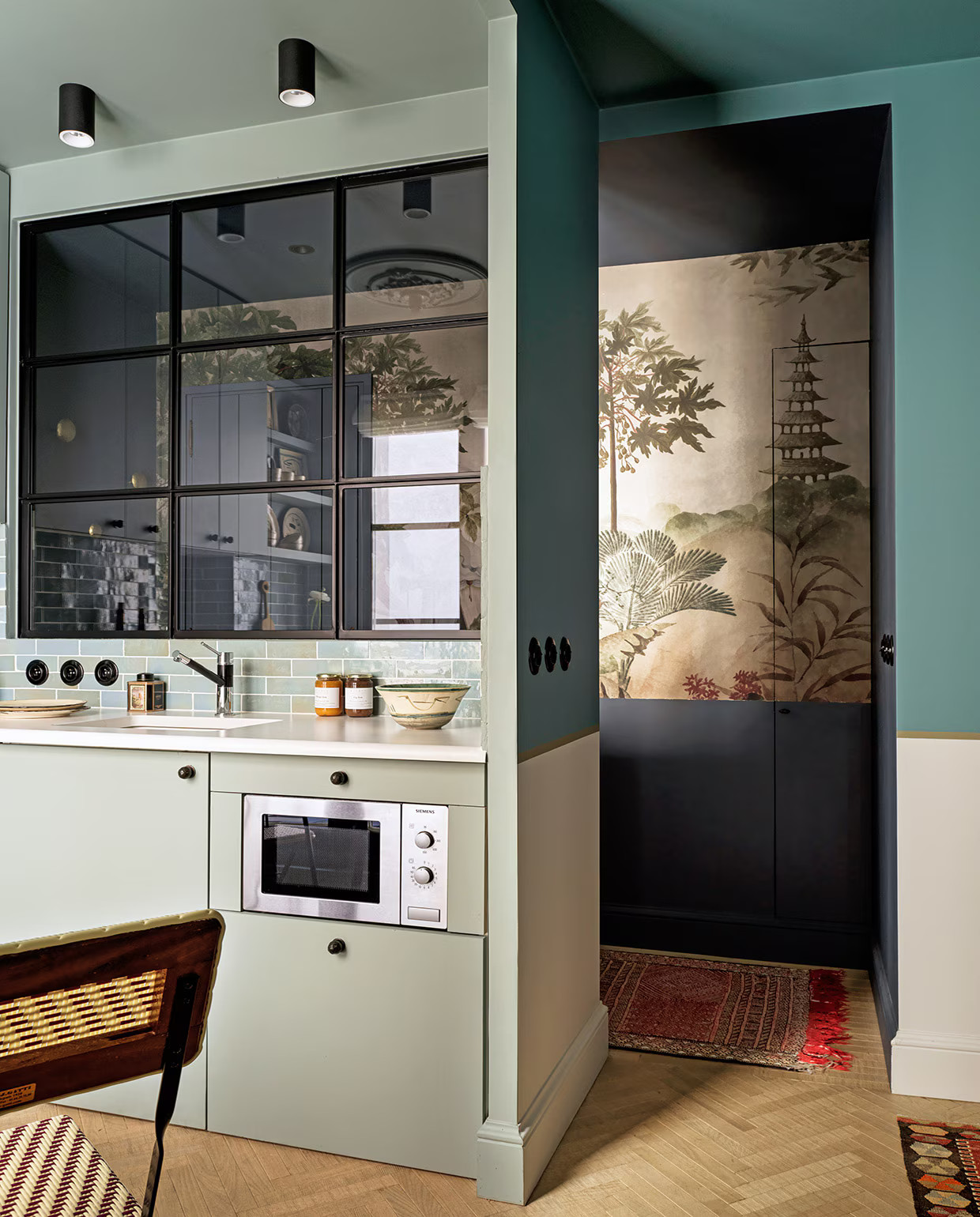 cuisine verte décoration contemporaine deux-pièces 25m2 Paris cuisine verte décoration contemporaine deux-pièces 25m2 Paris