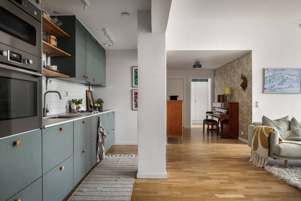 cuisine ouverte verte et salon appartement 100m2 décoration scandinave cuisine ouverte verte et salon appartement 100m2 décoration scandinave