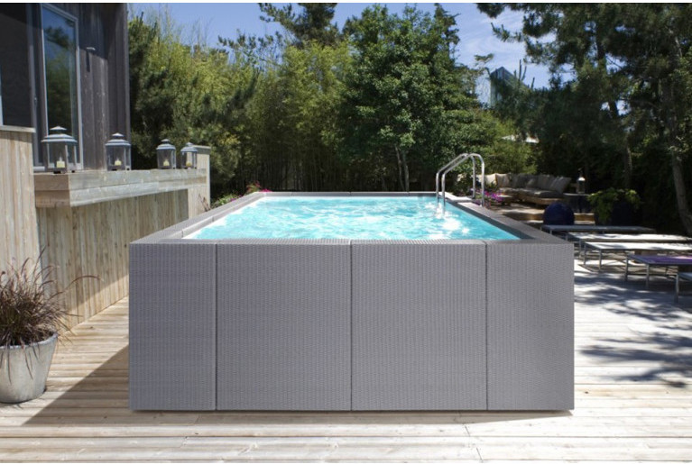 piscine hors-sol résine grise tressée piscine hors-sol résine grise tressée