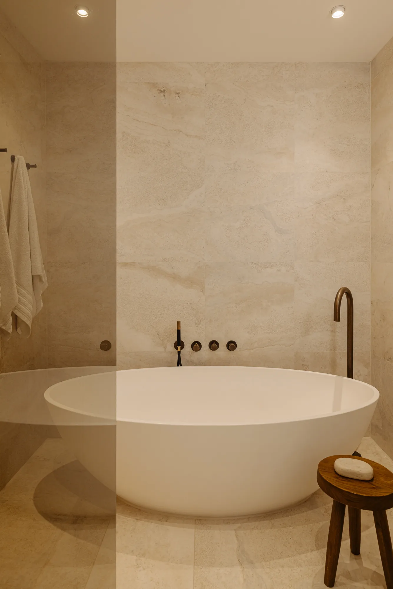 salle de bain design marbre beige