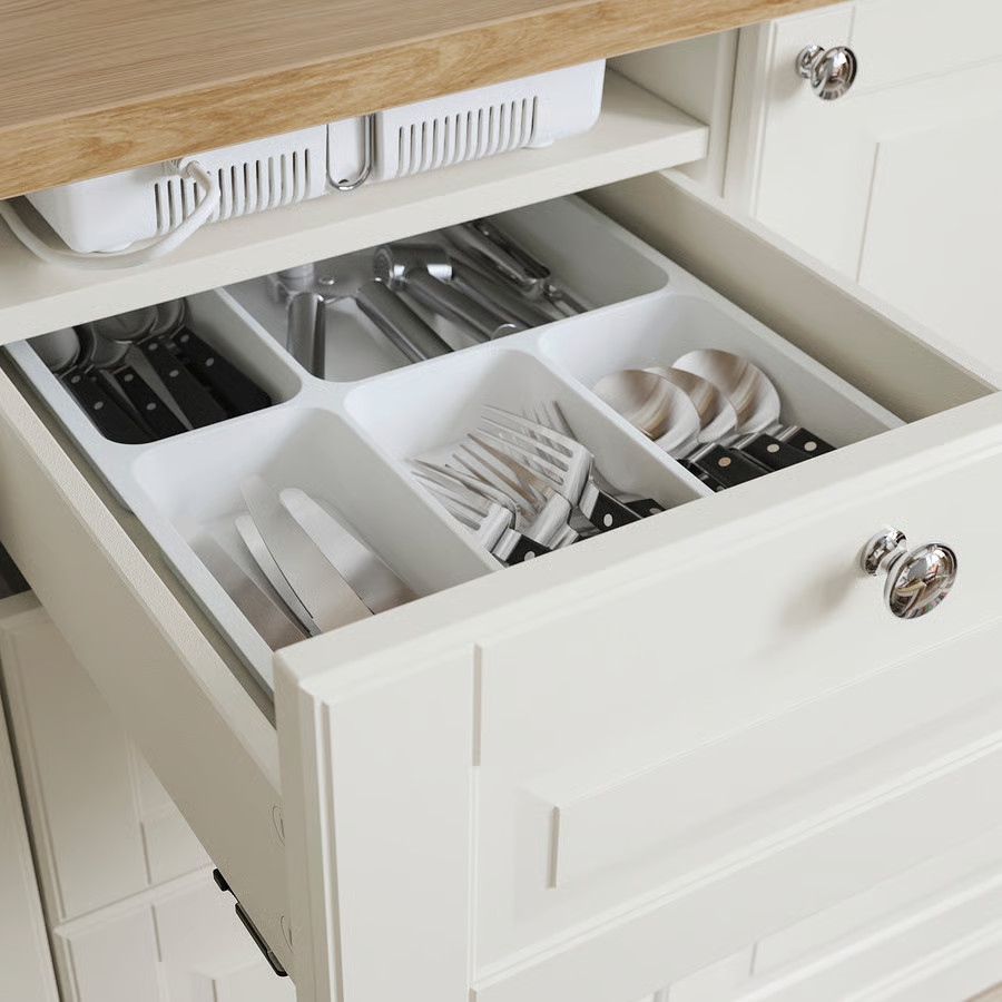 tiroir avec range couverts plastique blanc