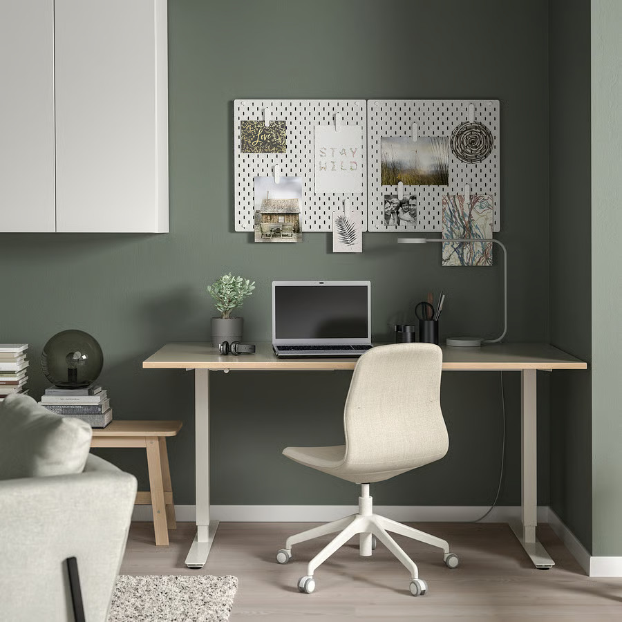 bureau design mur vert décoration scandinave