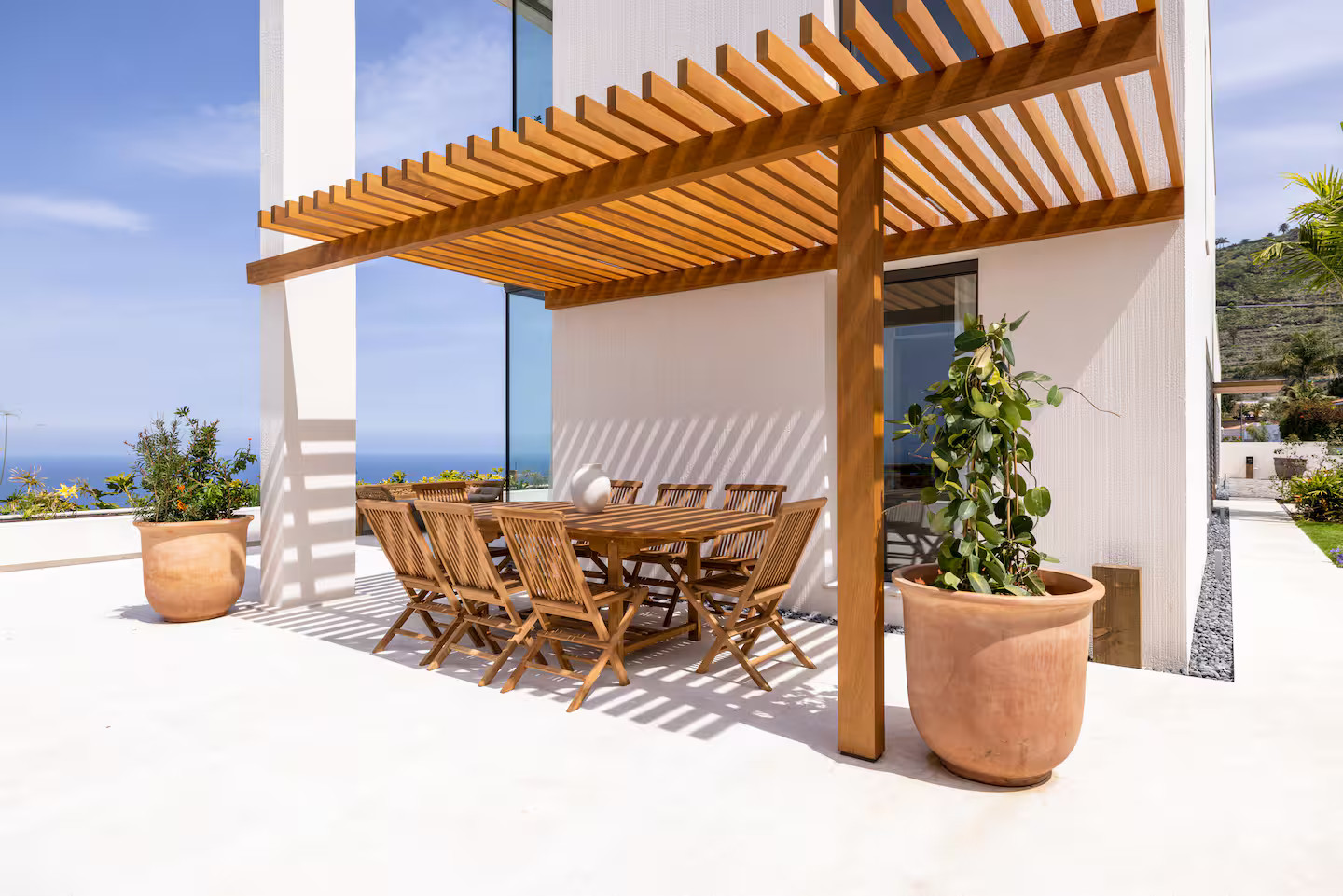 terrasse avec pergola bois
