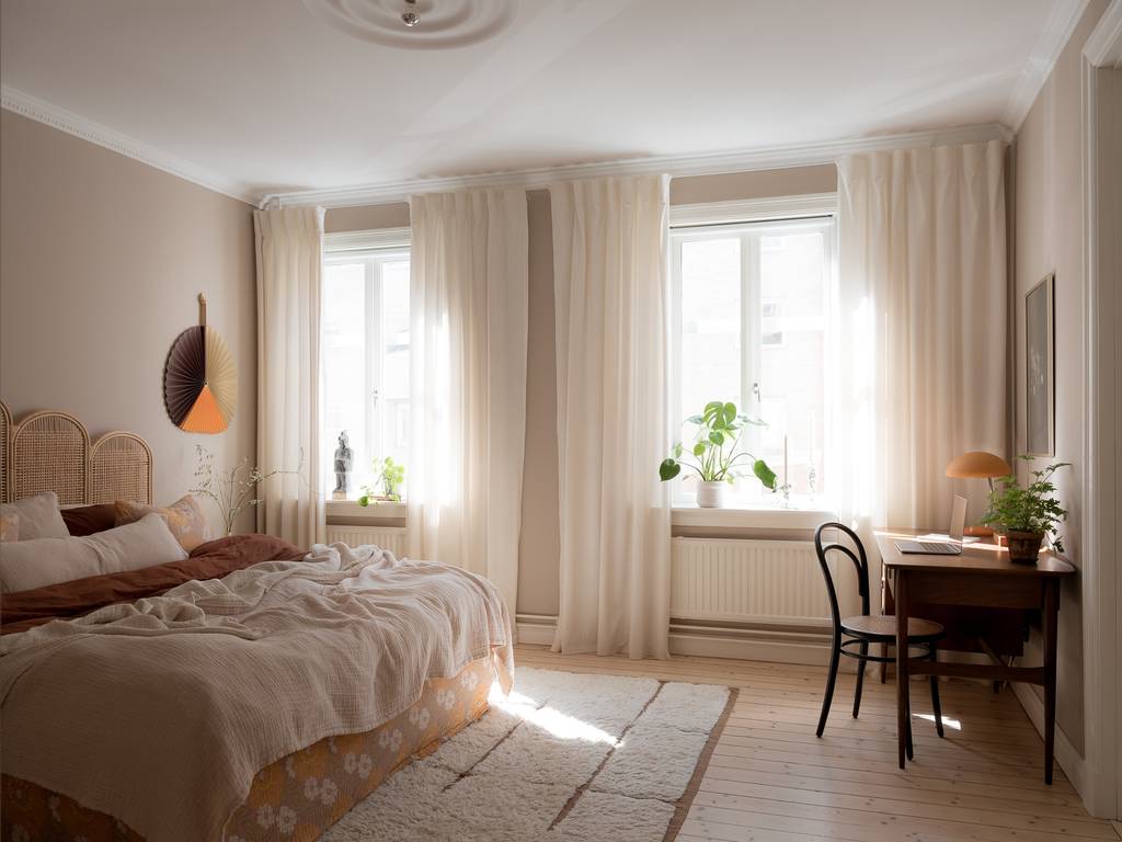 chambre décoration scandinave appartement 78m2