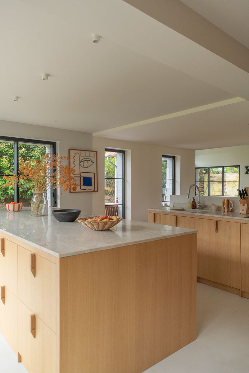 cuisine bois clair moderne décoration contemporaine maison rénovée ancien corps de ferme