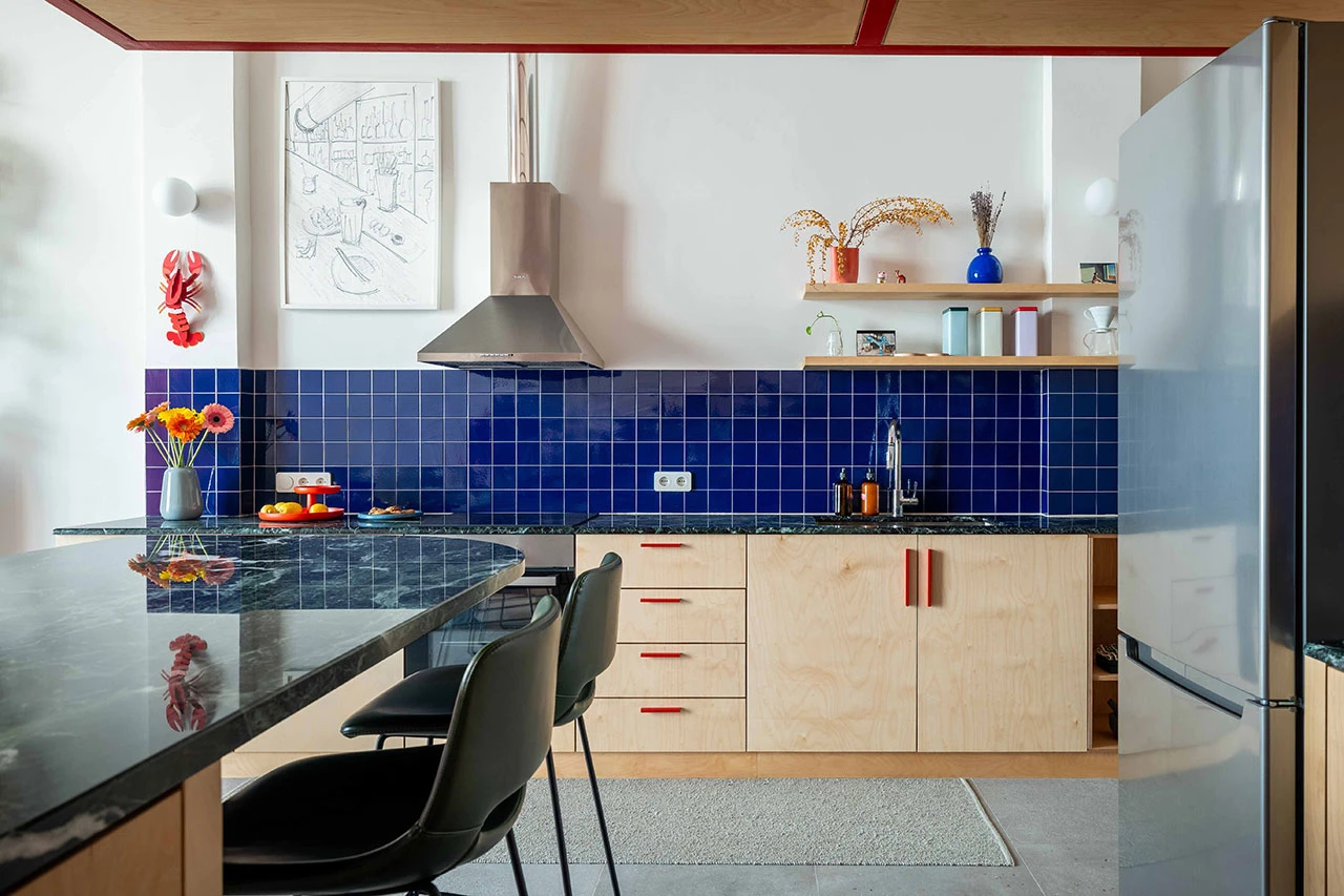 cuisine duplex 75m2 décoration originale et colorée