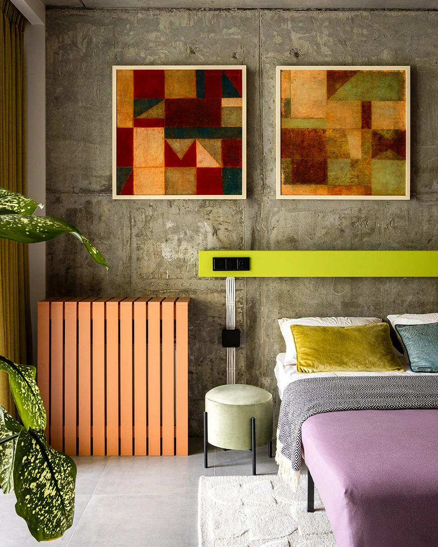 chambre studio 39m2 décoration design et colorée