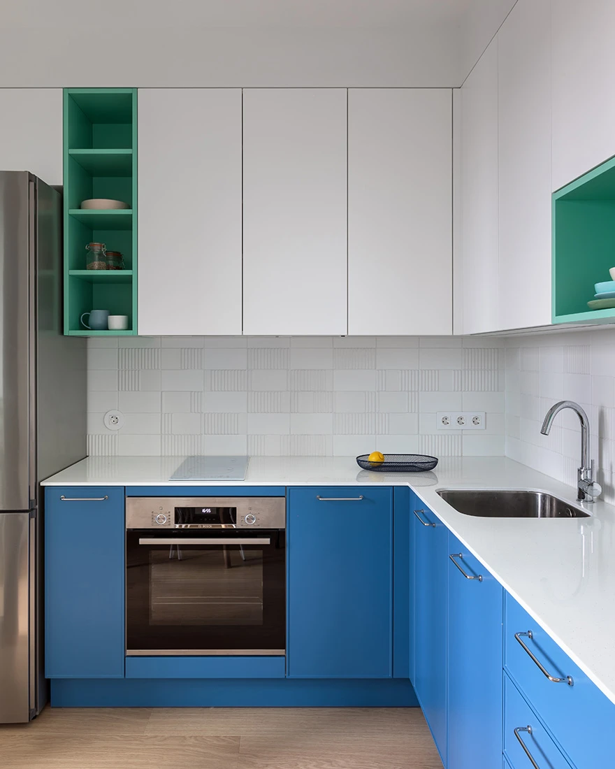 cuisine bleue, verte et blanche design cuisine bleue, verte et blanche design