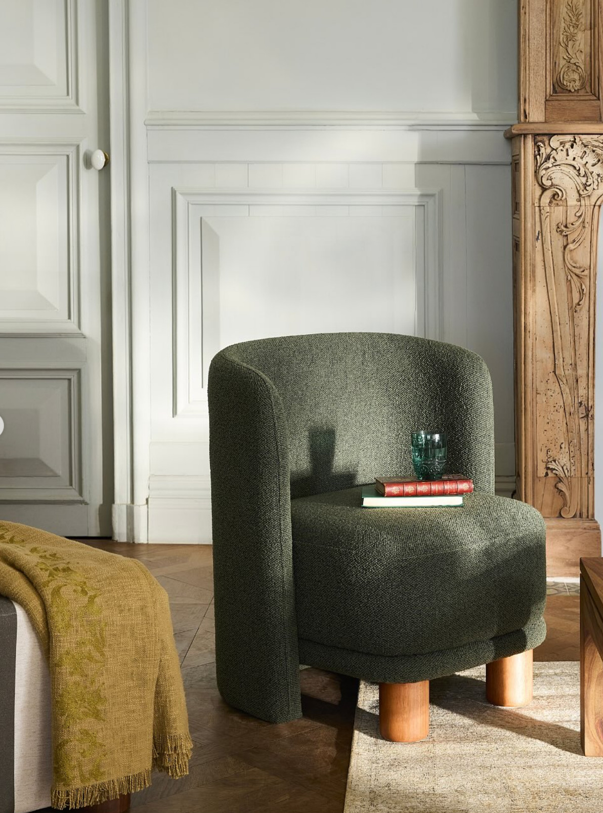 fauteuil bouclette vert kaki