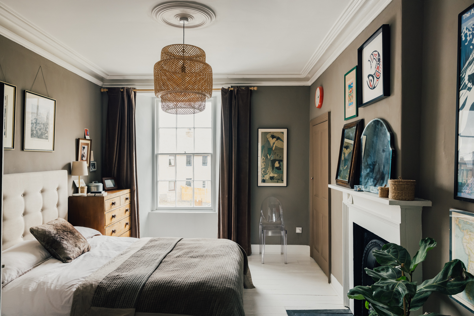 chambre avec cheminée décoration classique anglaise