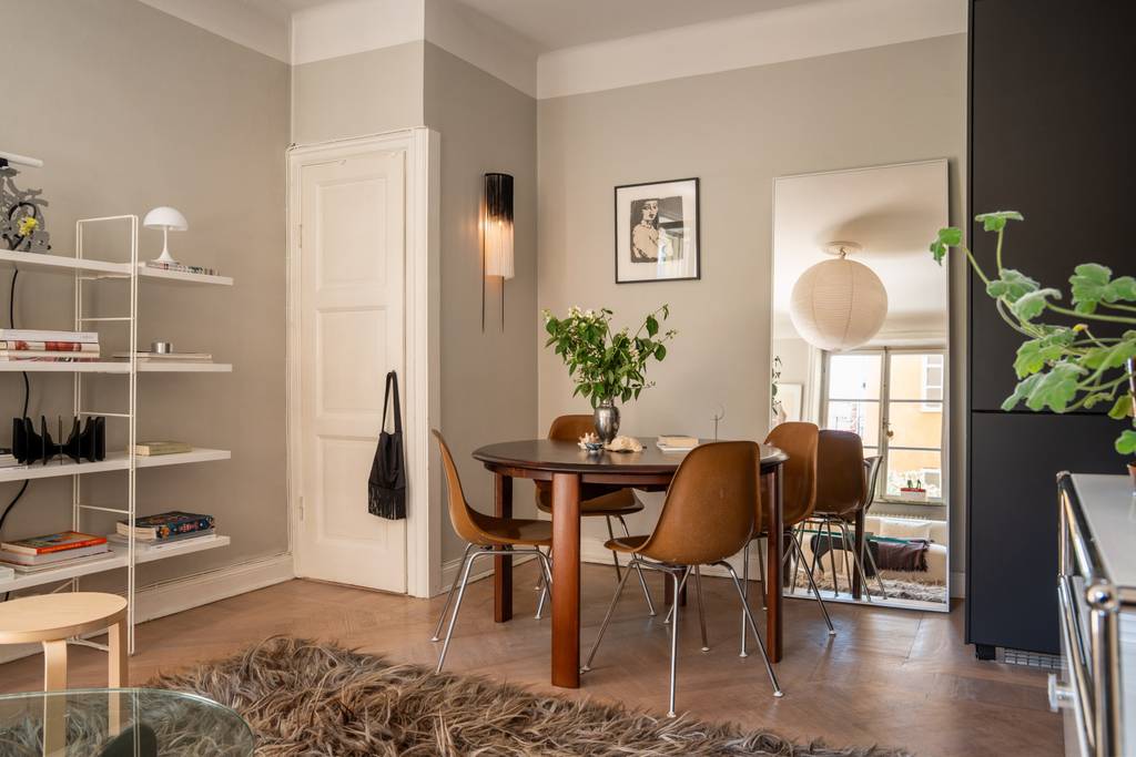 salle à manger et salon deux-pièces 39m2 décoration scandinave vintage