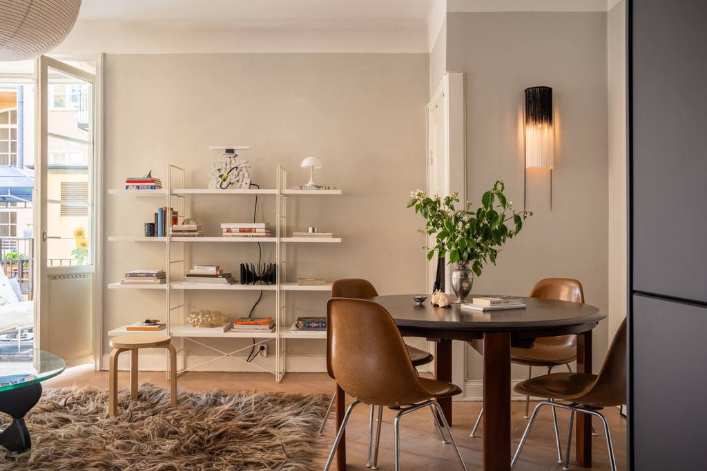 salle à manger et salon deux-pièces 39m2 décoration scandinave vintage