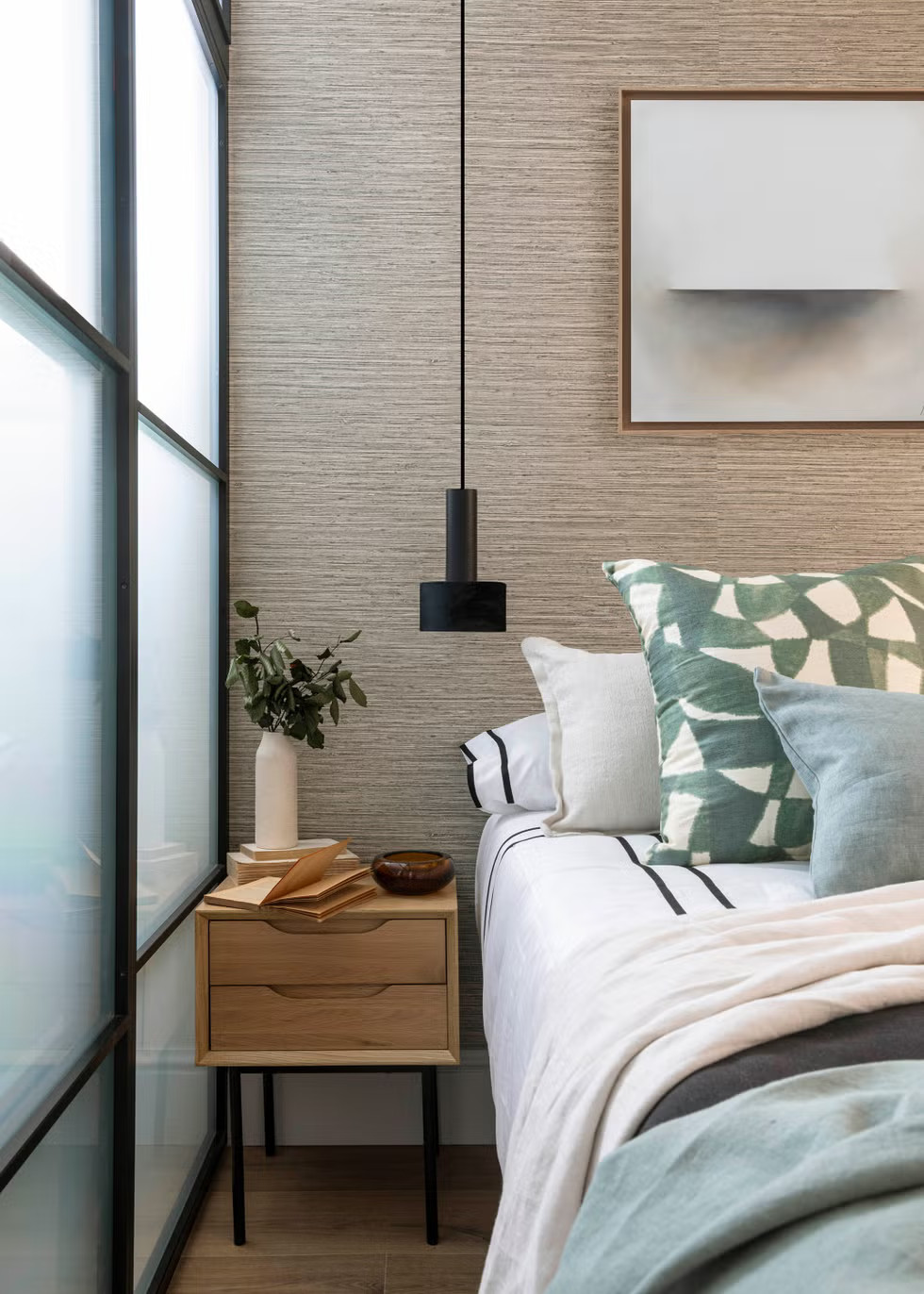 chambre mur verrière vitrage opaque avec système électrique