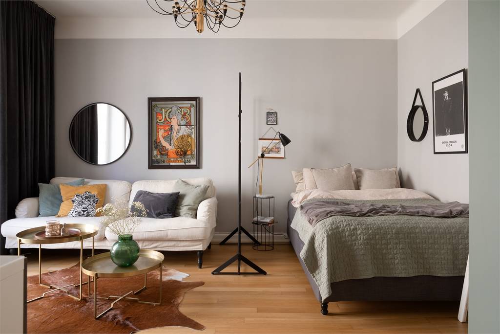 salon et espace chambre studio 30m2 avec cuisine séparée salon et espace chambre studio 30m2 avec cuisine séparée
