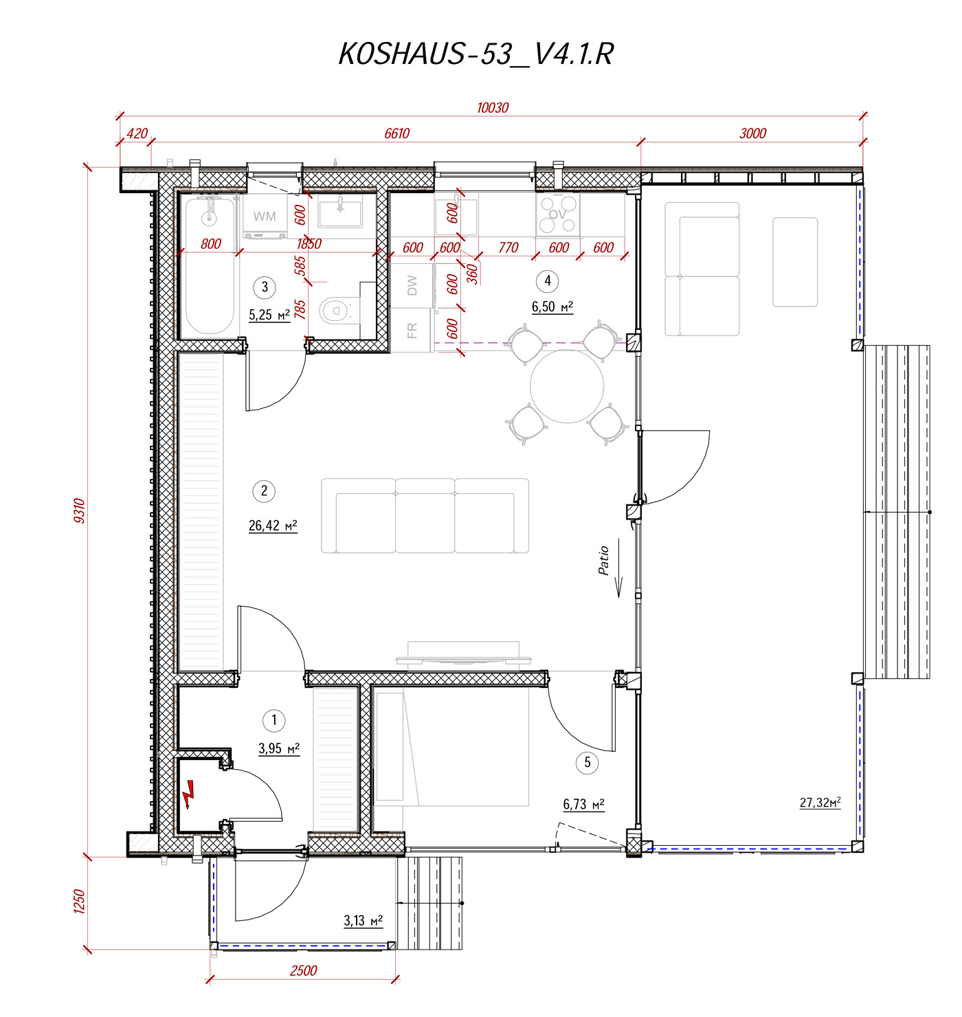 plan petite maison préfabriquée de 50m2 KOSHAUS VITHAUS