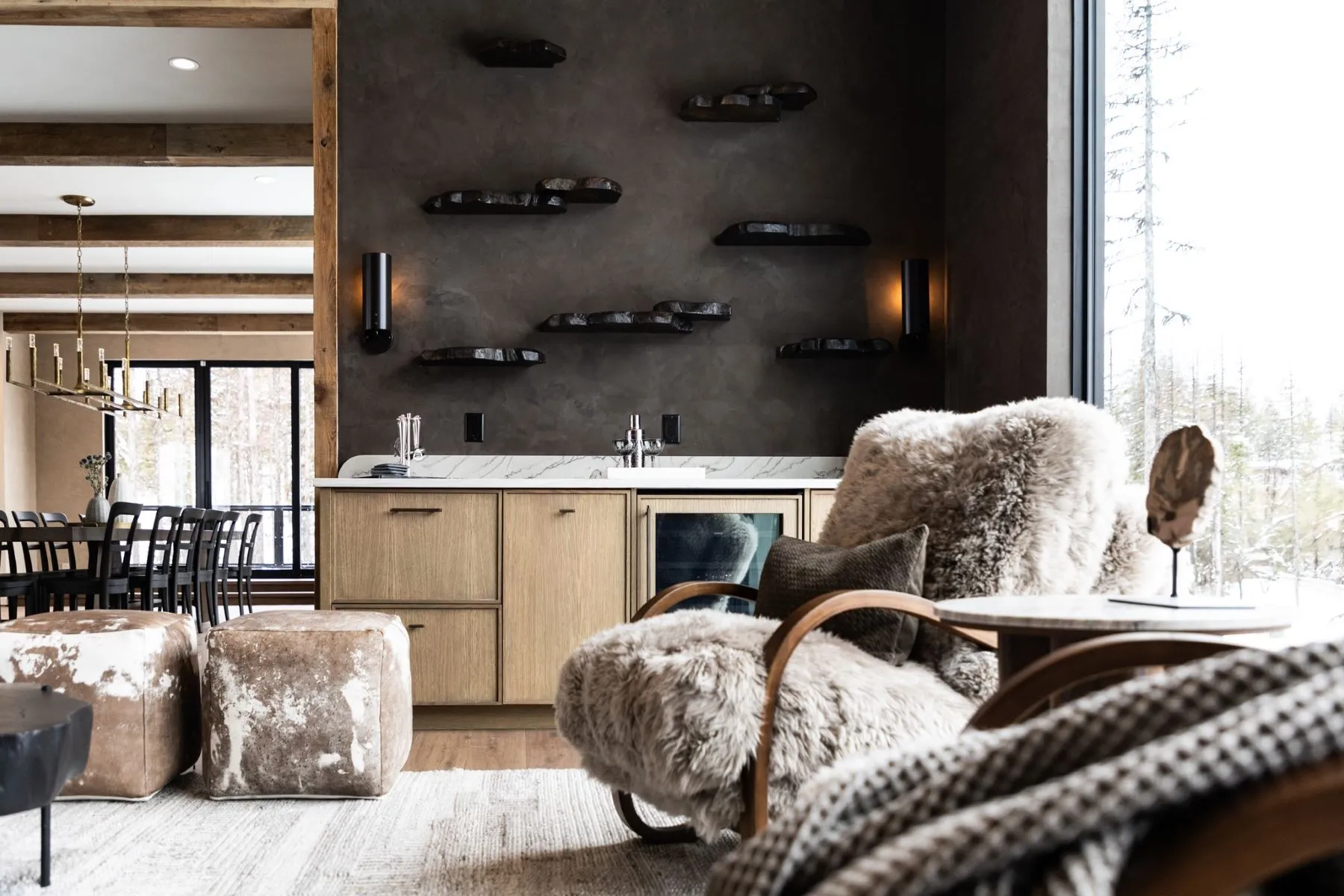 salon décoration contemporaine maison en bois à la montagne