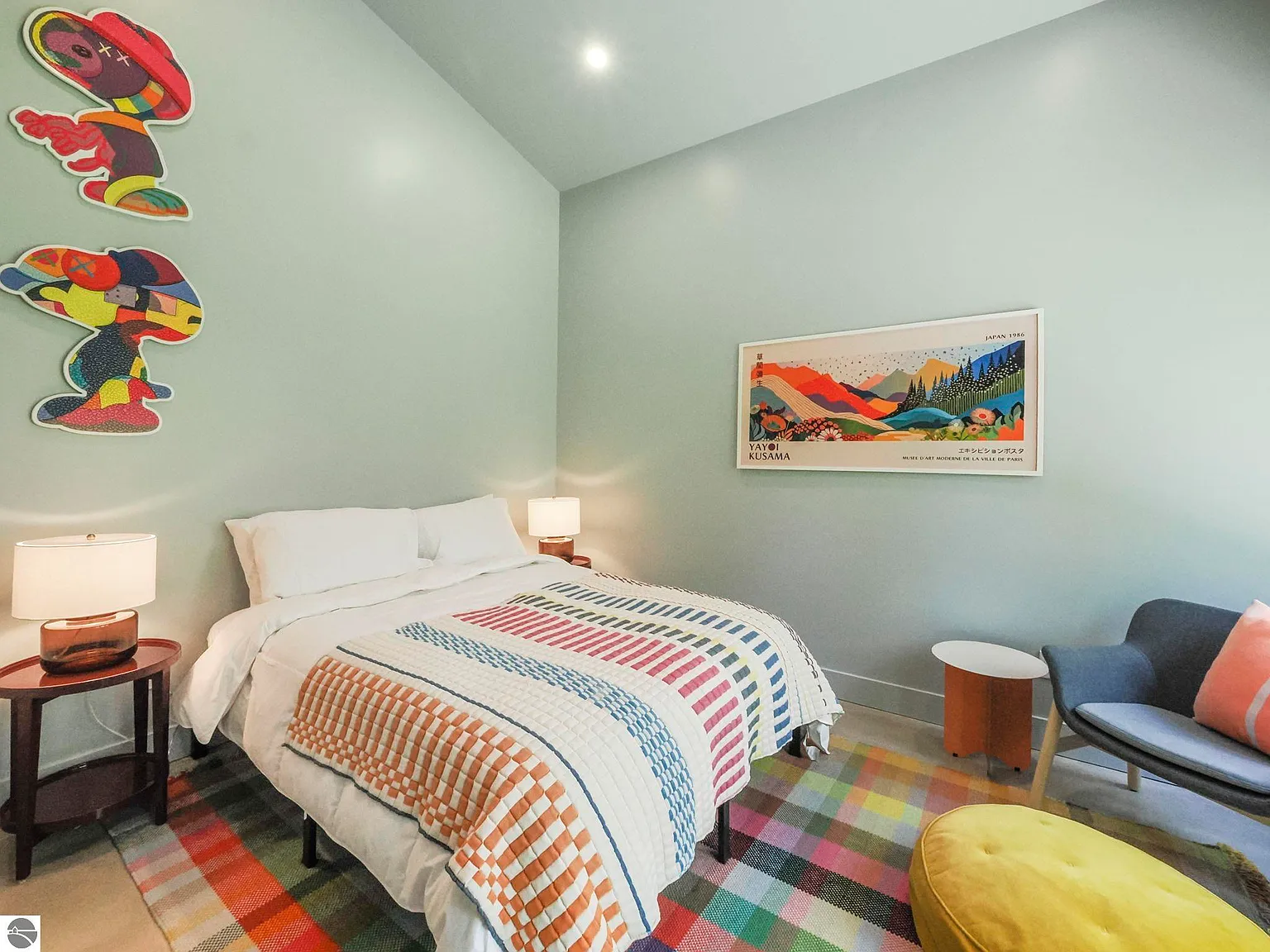 chambre décoration colorée mid-century