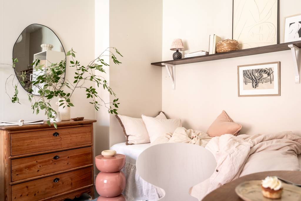 espace chambre studio 23m2 décoration bohème et scandinave