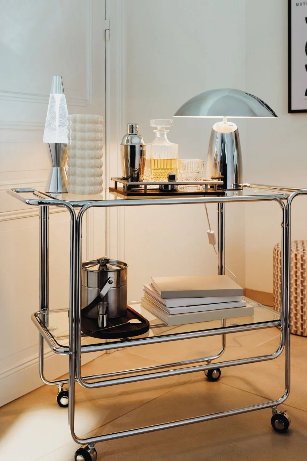 desserte chrome et verre nouvelle collection Atmosphera automne/hiver 2025/2026