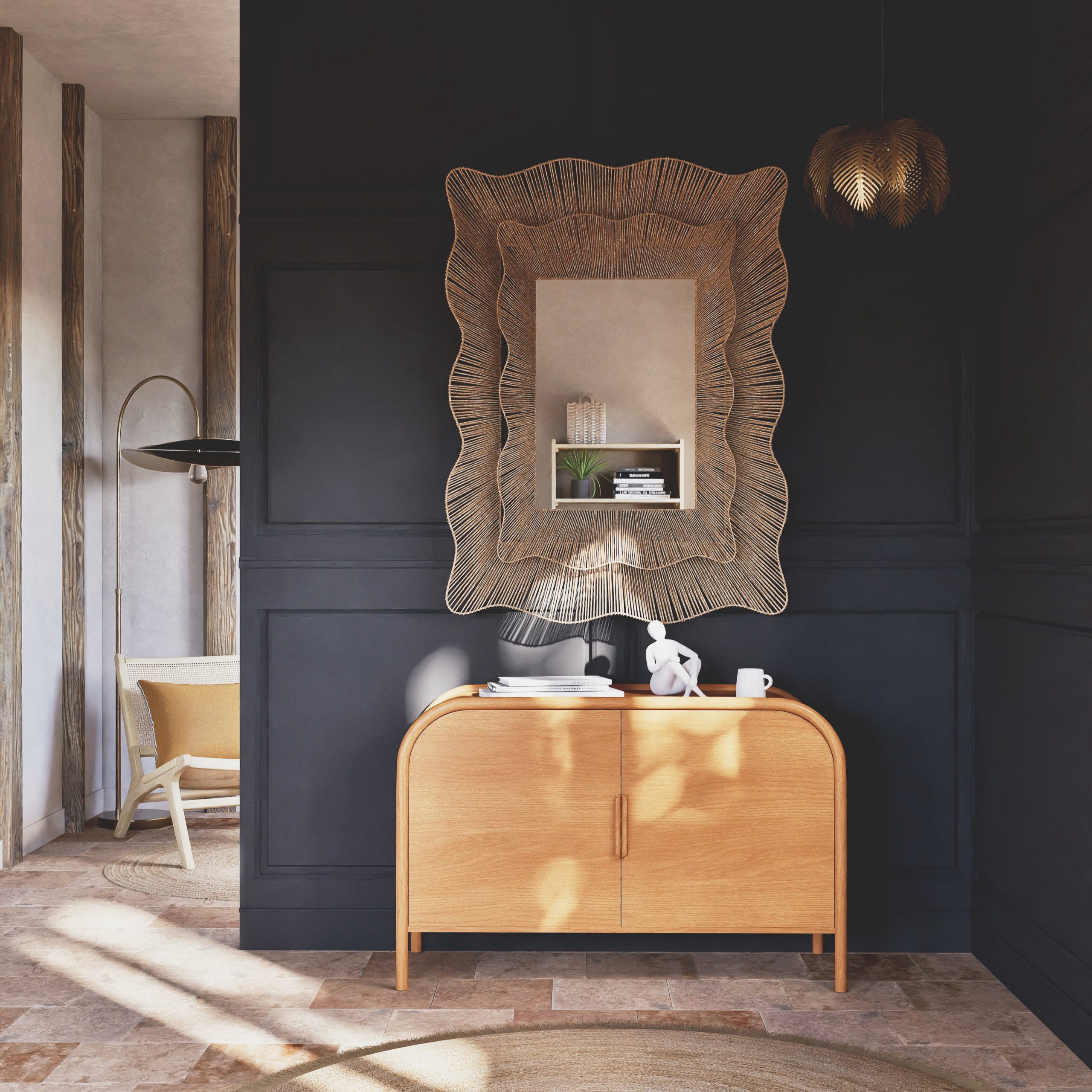 entrée mur noir maison normande collection Maisons du Monde 2025 entrée mur noir maison normande collection Maisons du Monde 2025