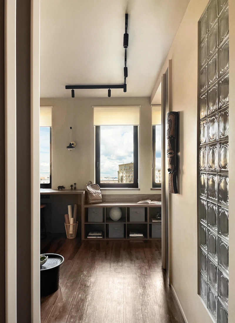 couloir avec pavés de verre appartement 36m2