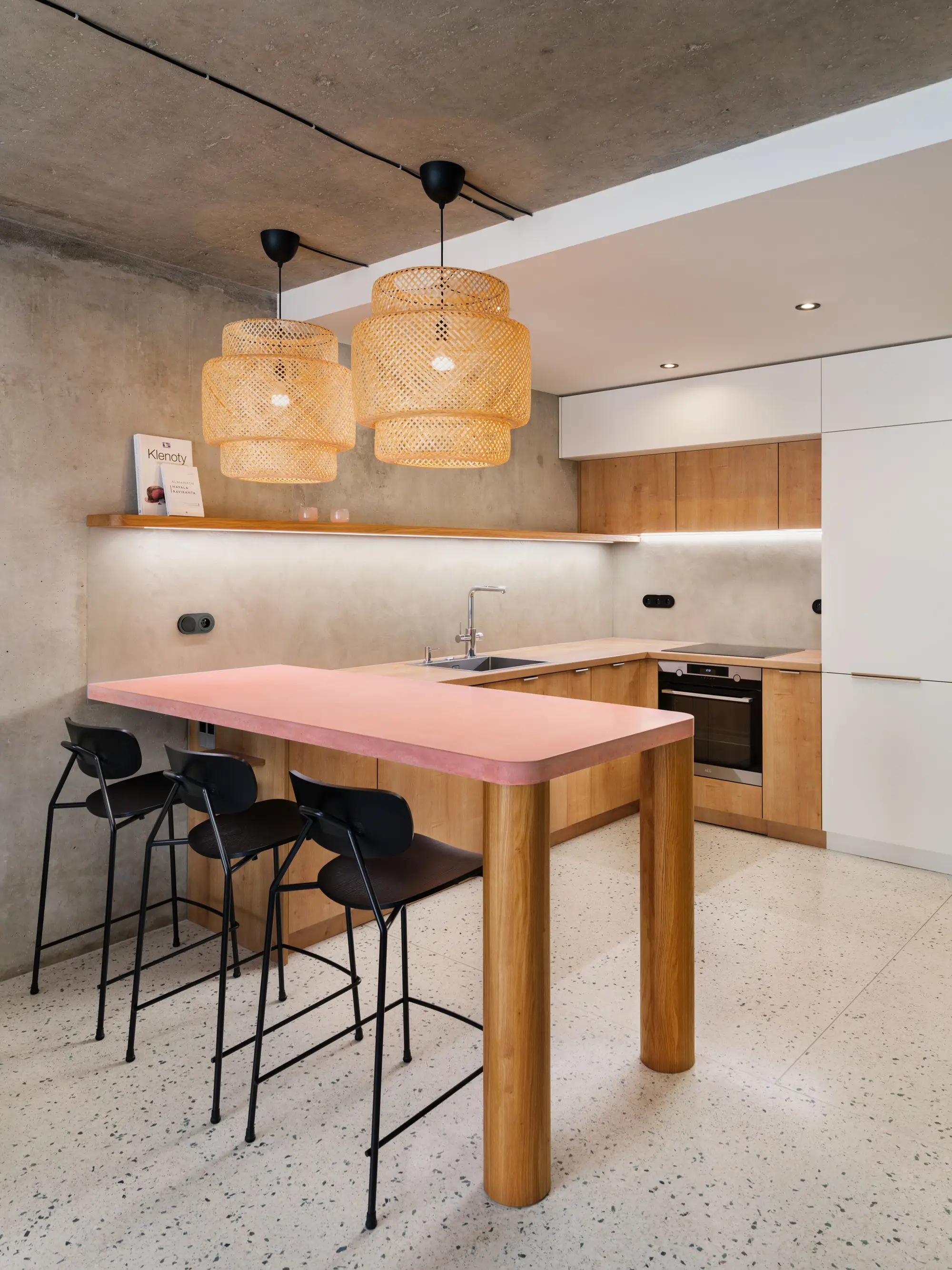 cuisine sol terrazzo appartement contemporain décoration design