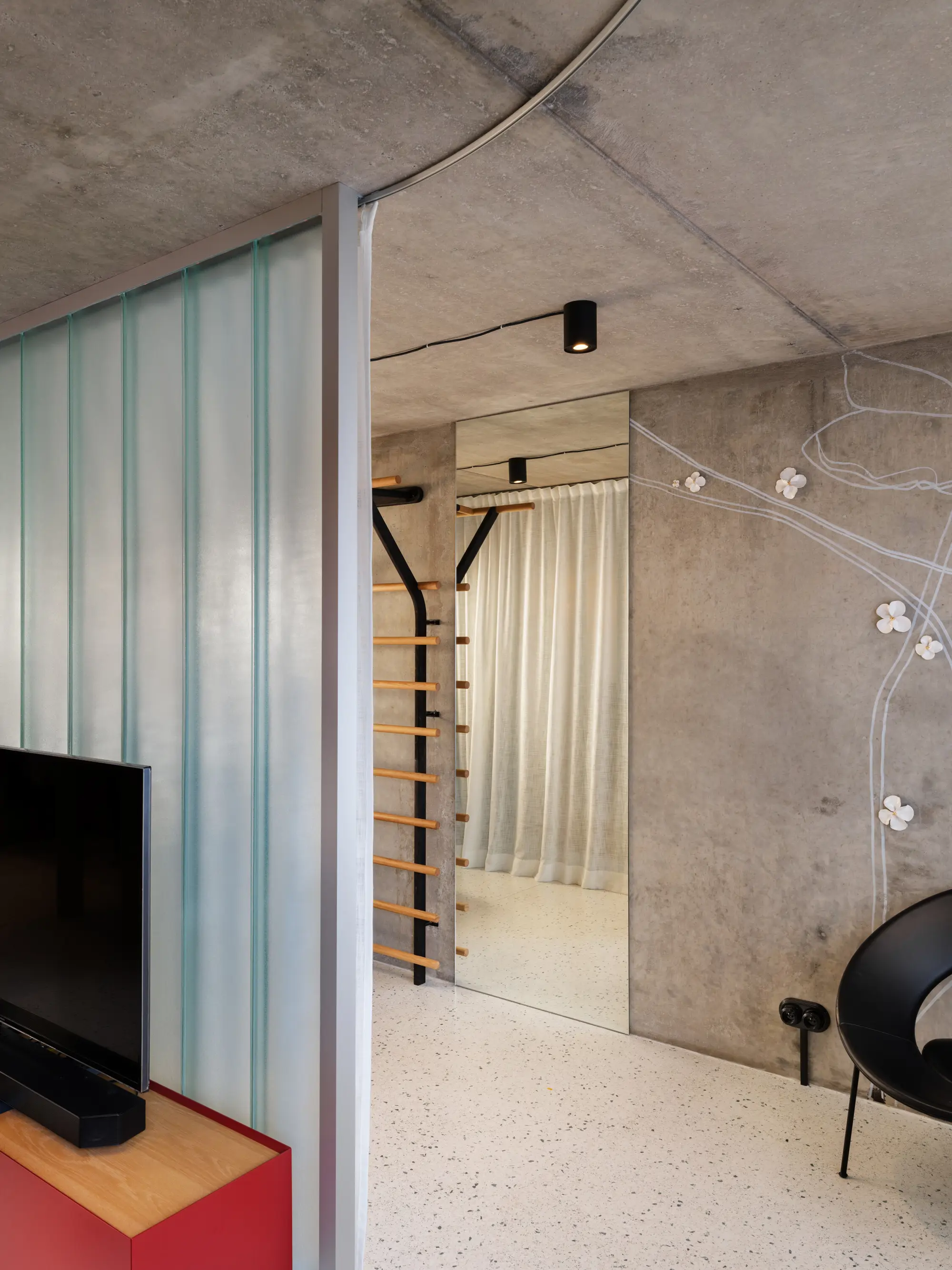 salon sol terrazzo appartement contemporain décoration design