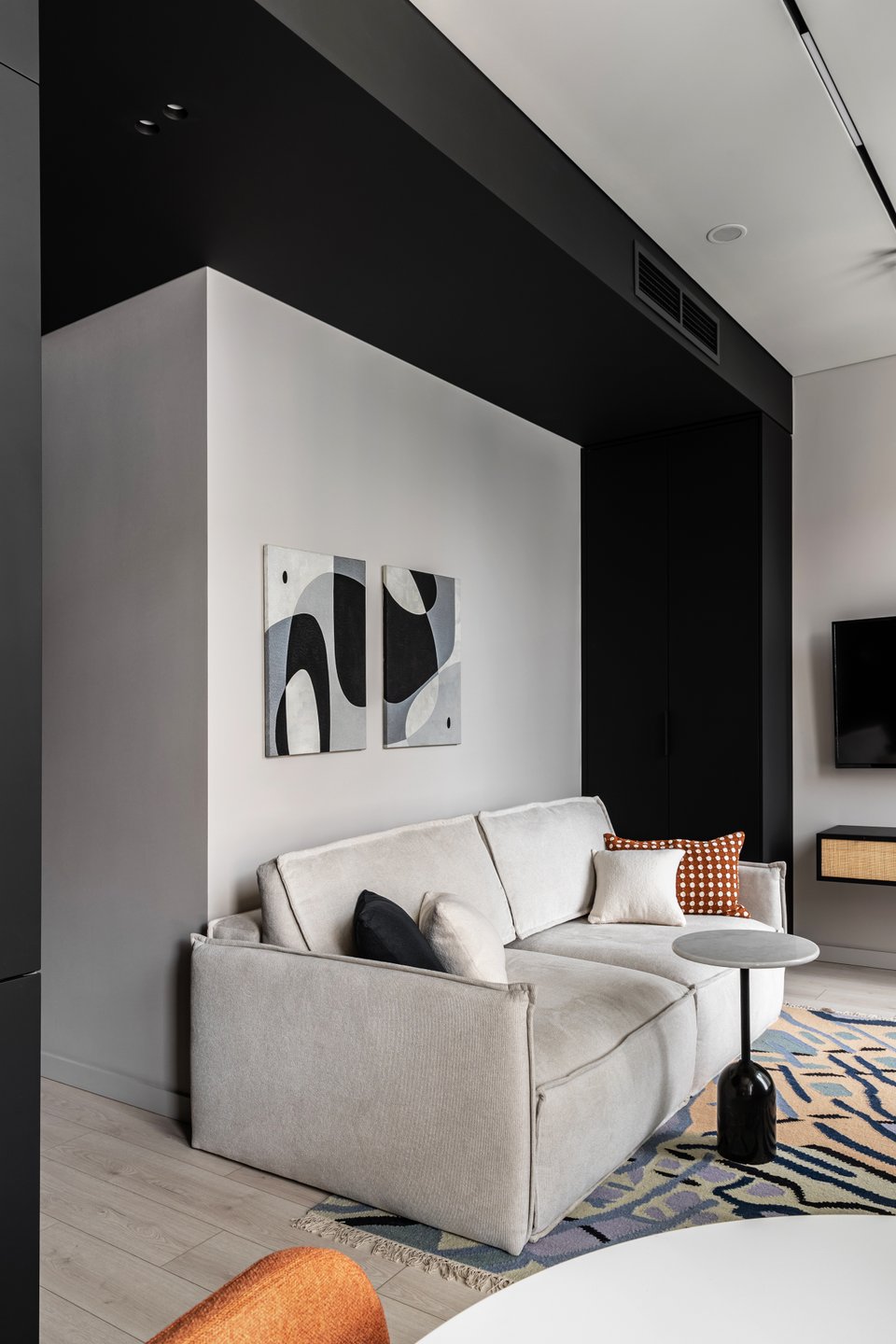 salon studio 27m2 décoration design