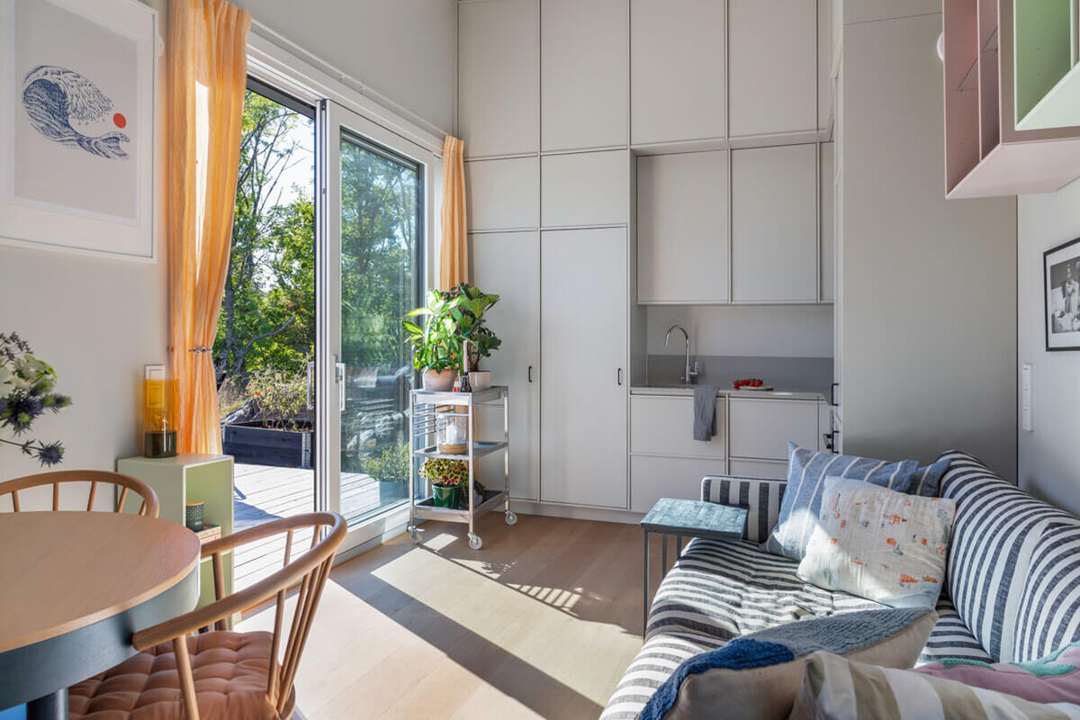 salon et cuisine décoration scandinave mini maison 25m2
