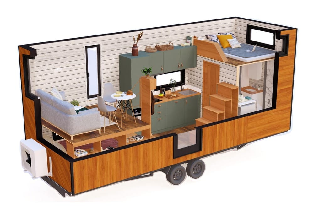 plan 3D tiny house 19m2 Tiny Getaway Eco Tiny House