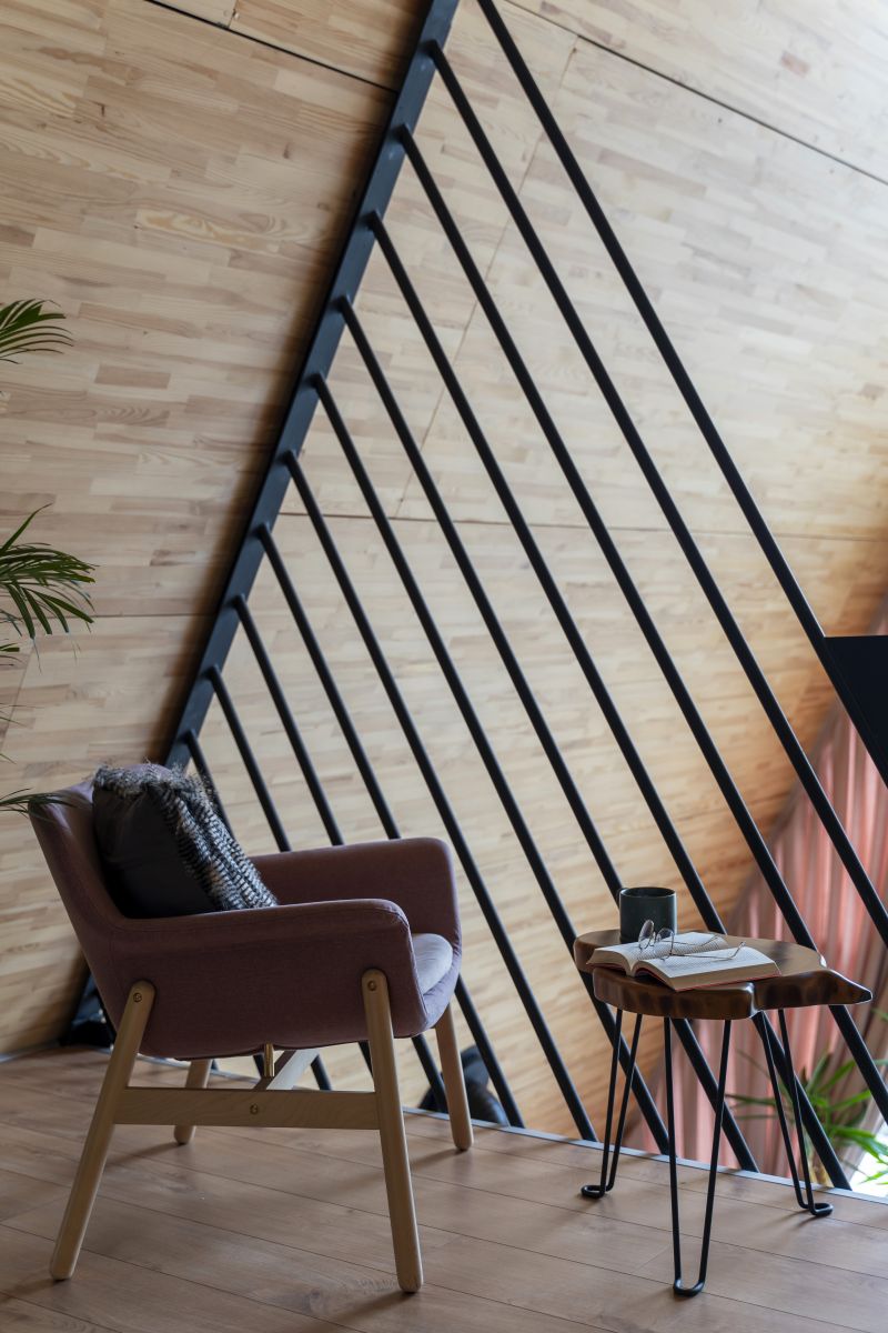 mezzanine maison A-Frame 82m2 décoration contemporaine