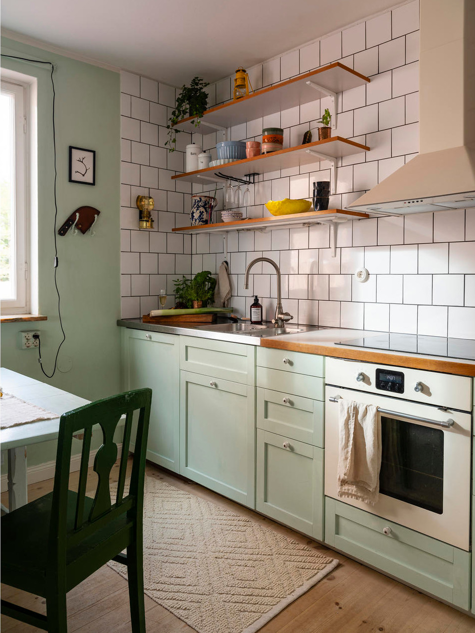 cuisine verte décoration vintage avec espace repas cuisine verte décoration vintage avec espace repas