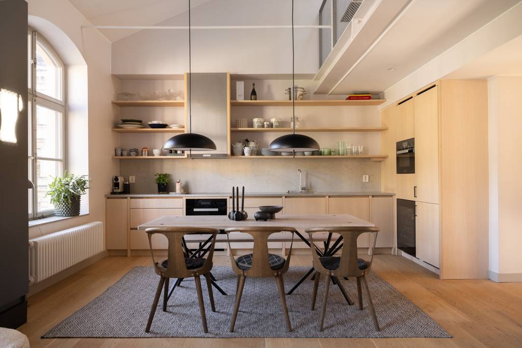 cuisine et salle à manger appartement contemporain et familial de 122m2 décoration beige