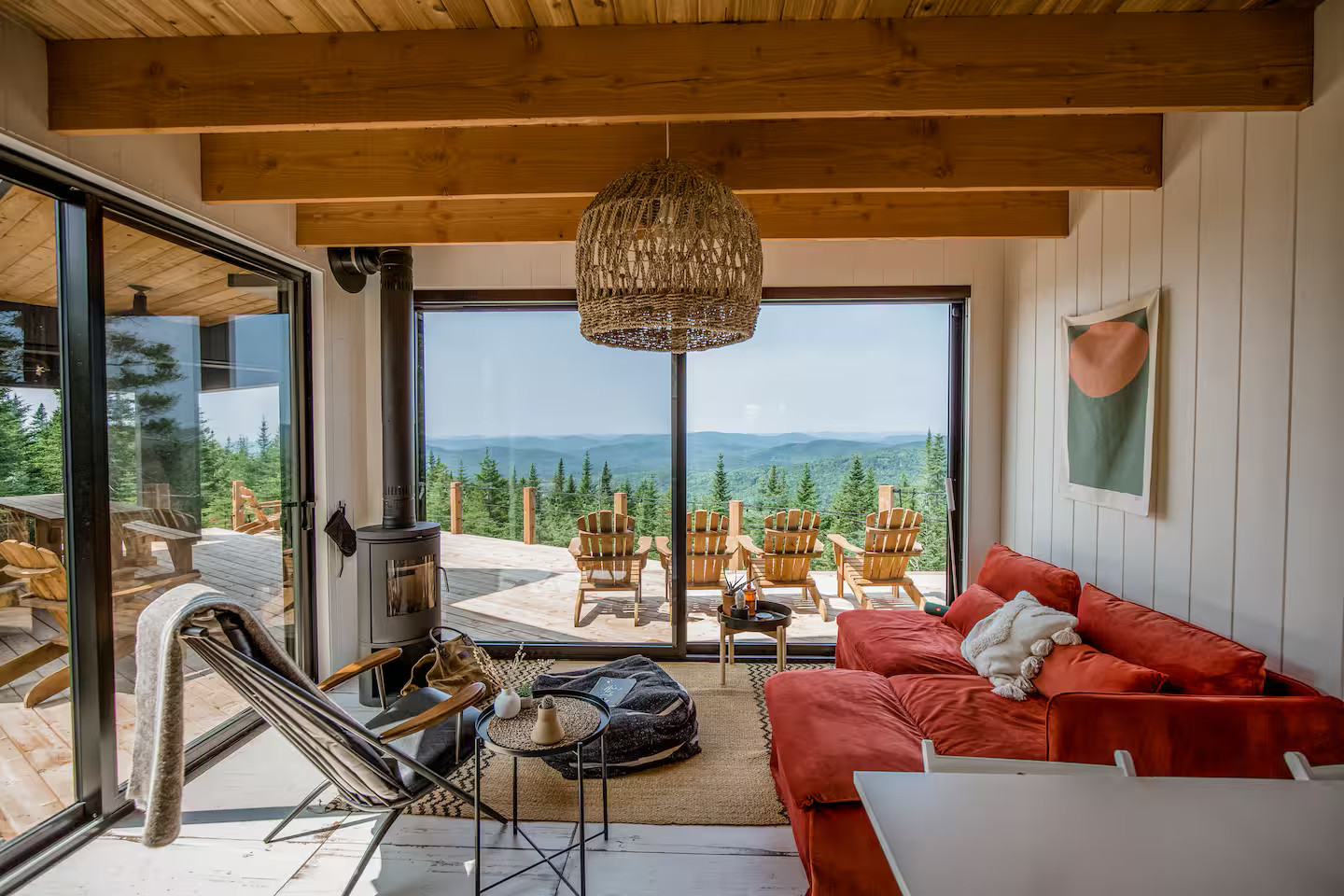 salon baies vitrées et poêle à bois maison contemporaine et vitrée dans la nature Cliff n°46 salon baies vitrées et poêle à bois maison contemporaine et vitrée dans la nature Cliff n°46