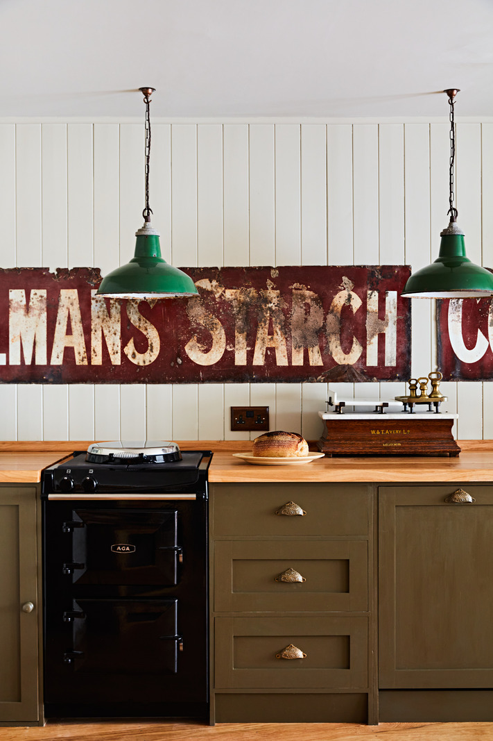 cuisine verte décoration anglaise rustique chic