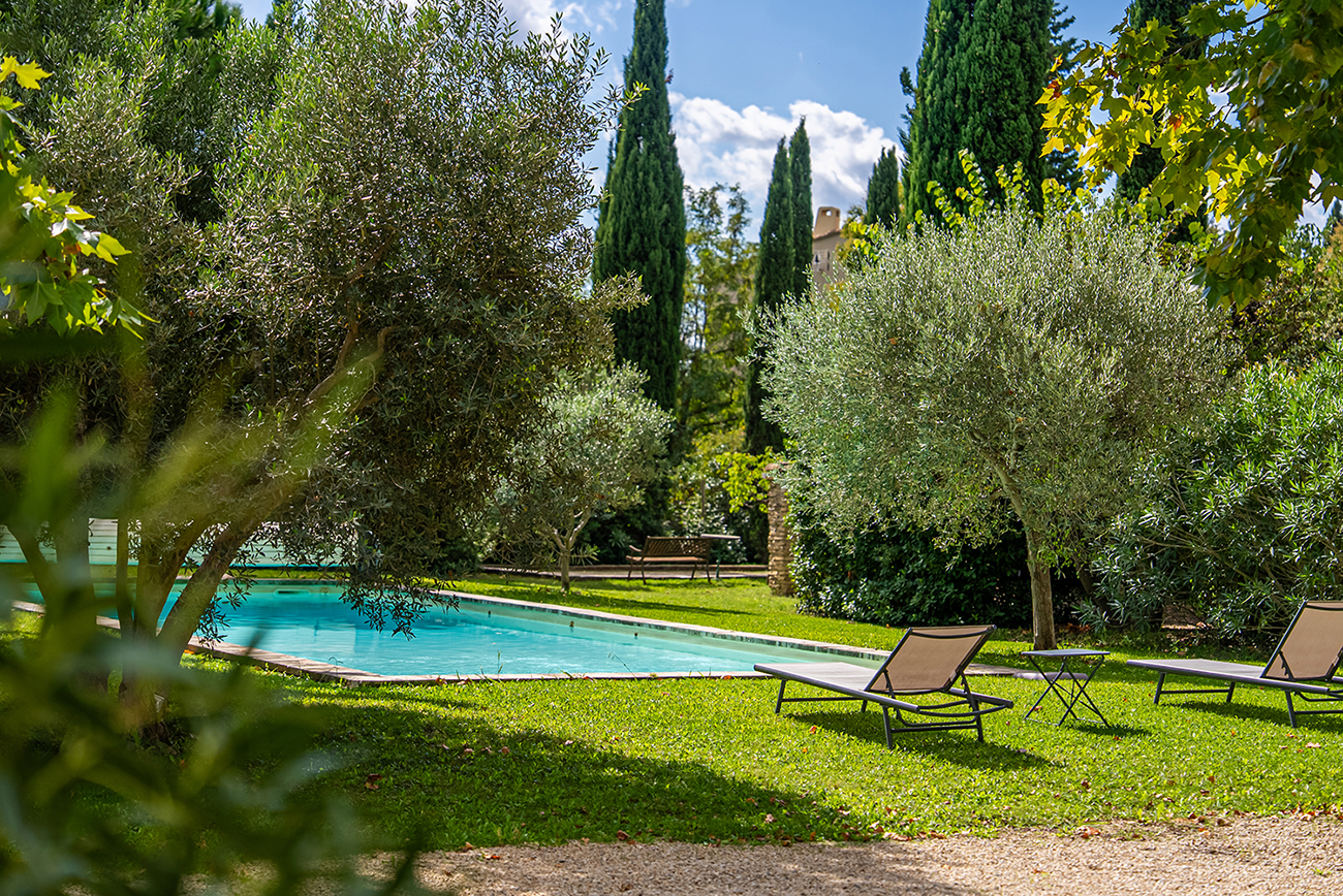 jardin avec piscine mas du 19e siècle restauré avec piscine près St Rémi de Provence
