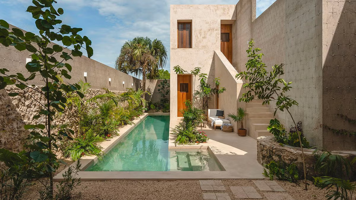 jardin avec piscine maison Yucatan Merida rénovée jardin avec piscine maison Yucatan Merida rénovée