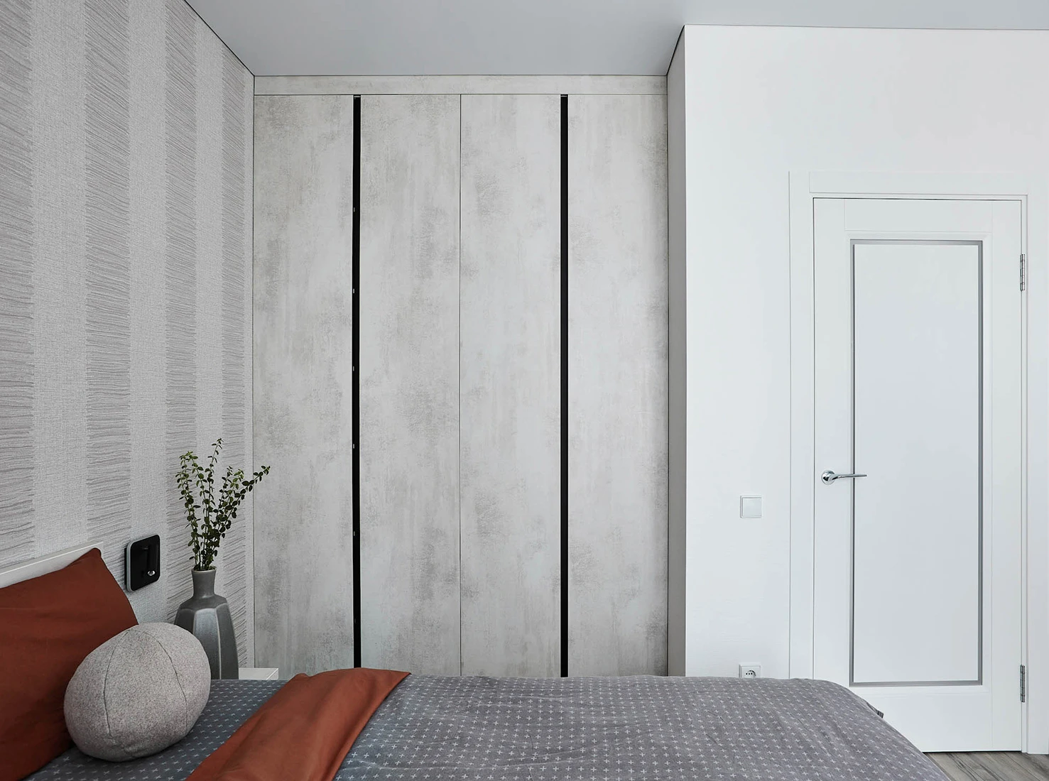chambre décoration contemporaine murs gris