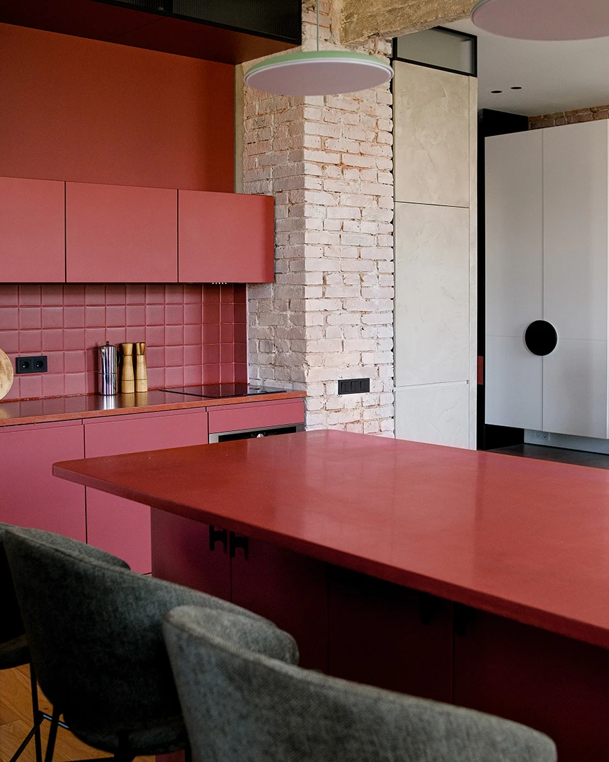 salle à manger et cuisine rouge appartement 68m2 aux espaces ouverts style loft salle à manger et cuisine rouge appartement 68m2 aux espaces ouverts style loft