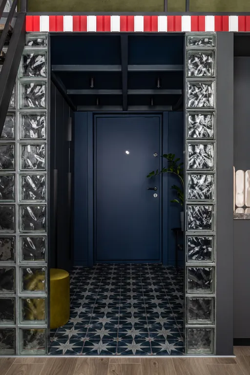 entrée avec pavés de verre et carreaux de ciment entrée avec pavés de verre et carreaux de ciment
